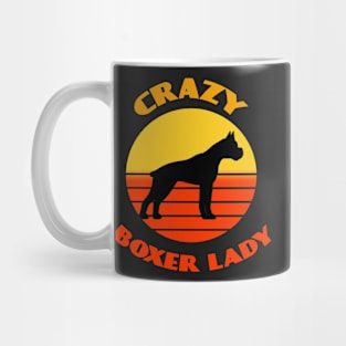 Crazy Boxer Lady Dog puppy Lover Cute Sunser Retro Funny Mug